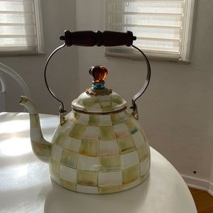 Mackenzie-Childs Parchment Check Tea Kettle - Perfect Condition - 3 qt